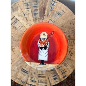 Set of 6 French Waiter Bistro Appetizer Plates Red Ceramic Dessert Small Plates